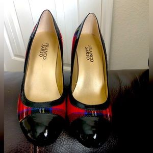 Franco Sarto red plaid heels - 7.5